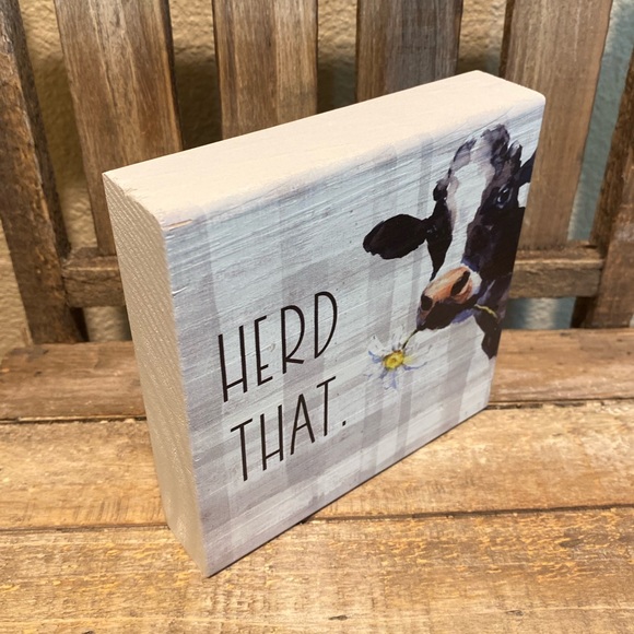 Farmhouse Cow Decor, Cow Herd That Wood Sign For Tier Trays, Small Cow Sign - Picture 8 of 10